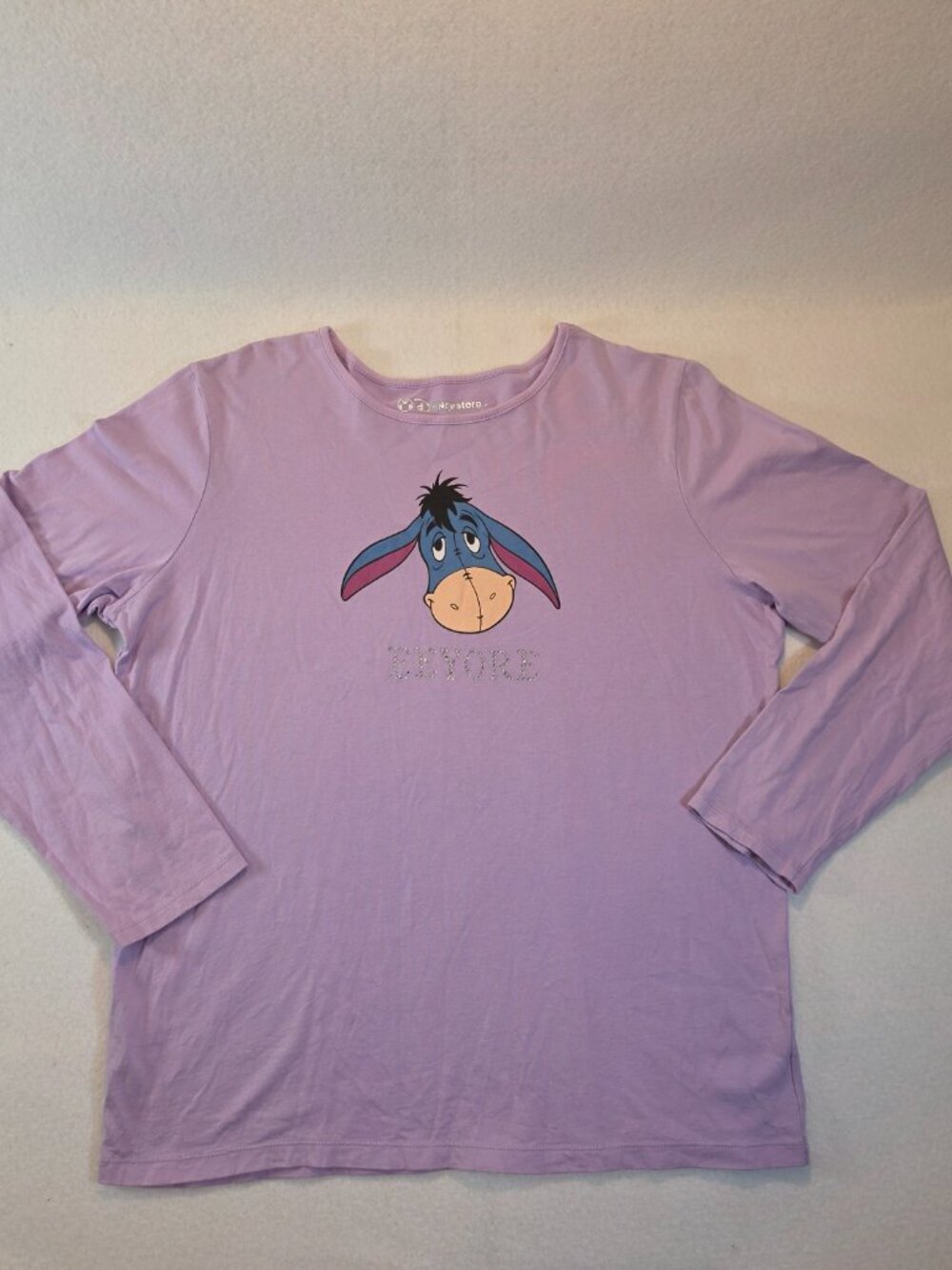 Disney Store Eeyore Long Sleeve Shirt Purple Rhinestone Graphic Women's XL